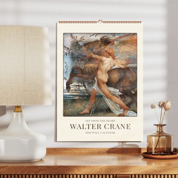 2026 Walter Crane art calendar on wall.