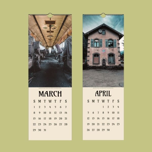 Vintage calendar pages for March and April 2023.