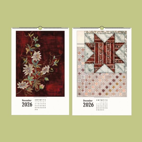 2026 calendar pages with floral designs
