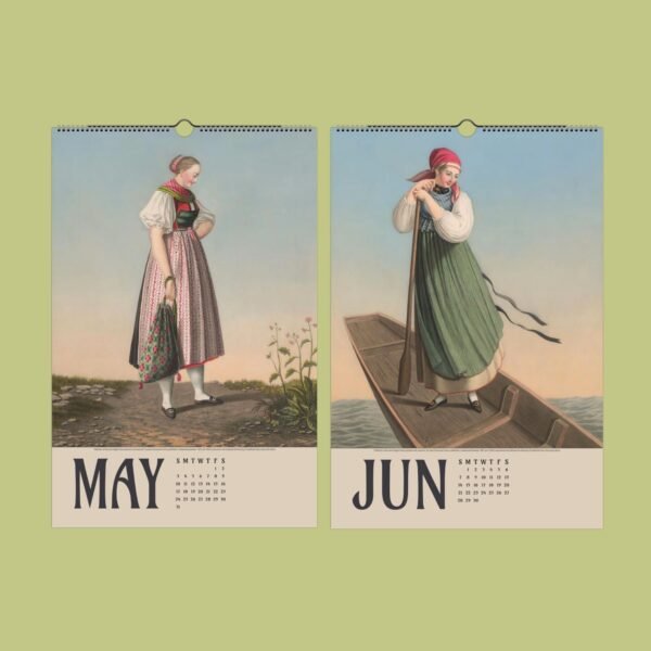 Vintage illustration of May and June calendars.