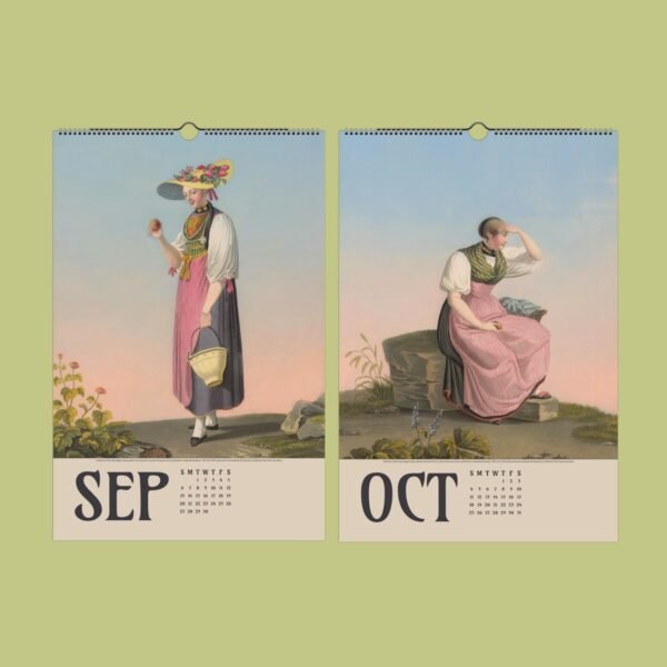 Vintage calendar pages for September and October.