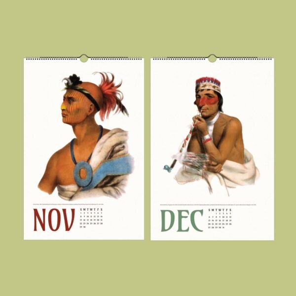 November and December calendar pages with illustrations.