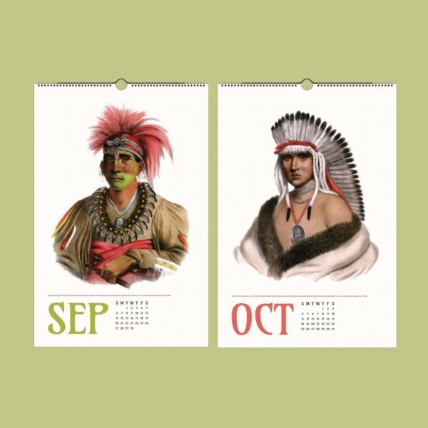 Calendar pages for September and October with illustrations