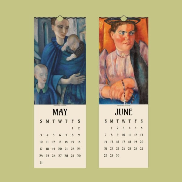 Artistic calendar pages for May and June.