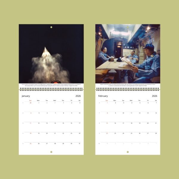 2026 calendar with Apollo mission images