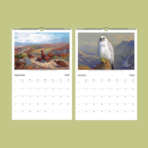 2026 calendar pages with bird paintings.