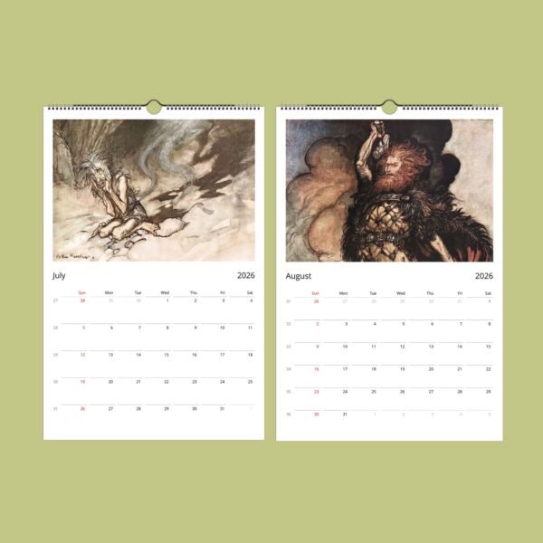 2026 calendar with illustrated fantasy artwork.