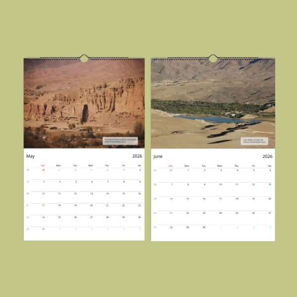 2026 calendar with landscapes of Afghanistan.