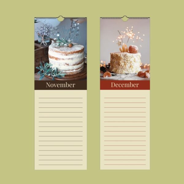 November and December cake calendar pages