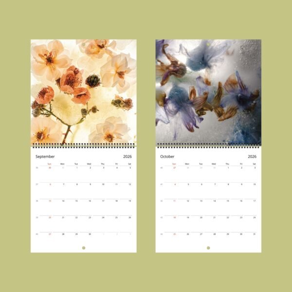 2026 calendar with floral September and October designs.