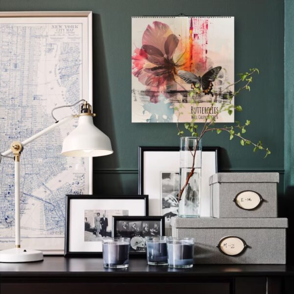 Stylish home decor with map and candles.