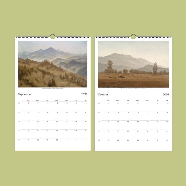 2026 calendar pages September and October artwork