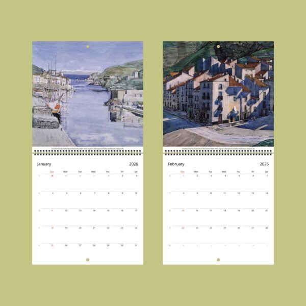 2026 calendar displaying January and February artwork.