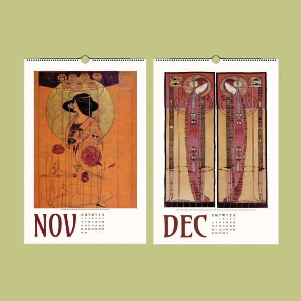 Art nouveau calendar for November and December.