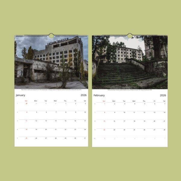 2026 calendar featuring abandoned buildings