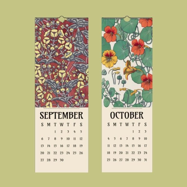 September and October floral calendar pages