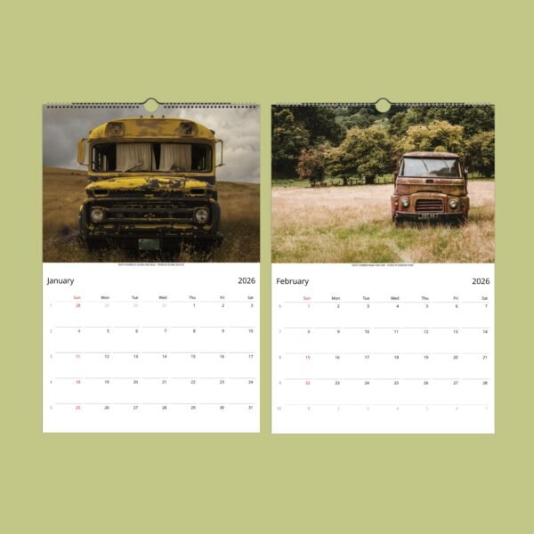 2026 calendar with vintage trucks images