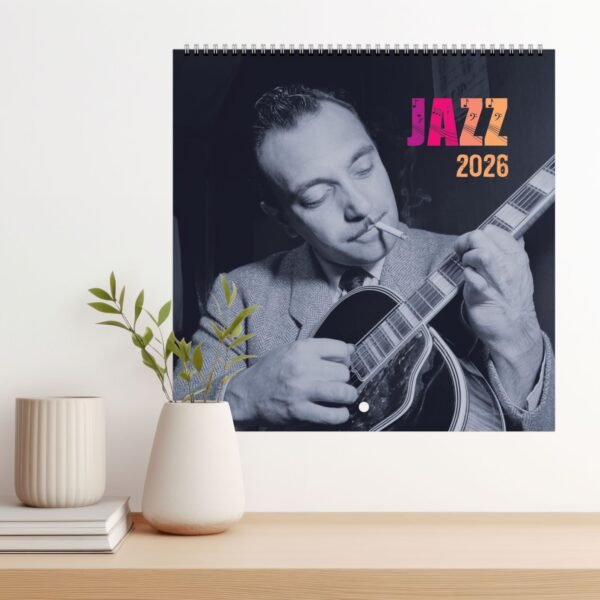 Jazz 2026 calendar with musician playing guitar