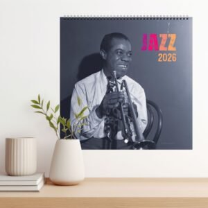 2026 Jazz calendar with trumpet player photo