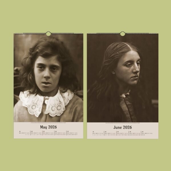 Vintage-style 2026 calendar featuring portrait photographs.