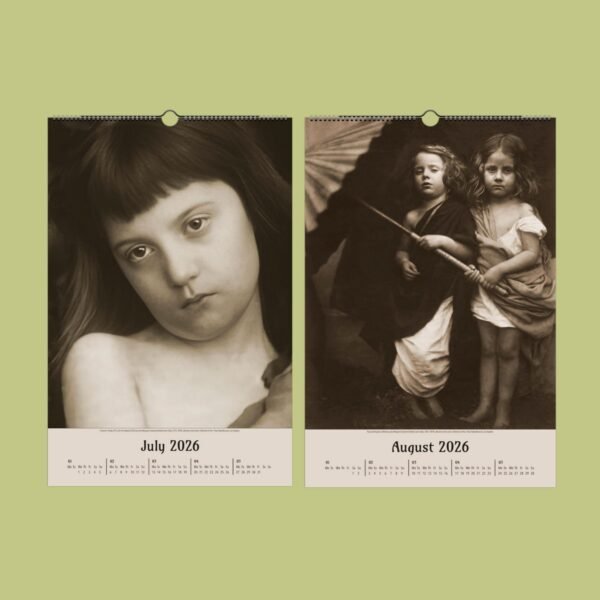 Vintage 2026 calendar with historical child portraits.