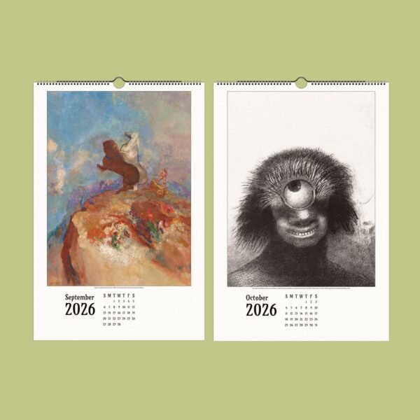2026 calendar pages, artistic illustrations for September, October.