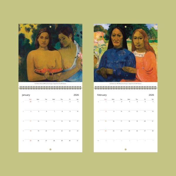 2026 calendar with paintings by Paul Gauguin.