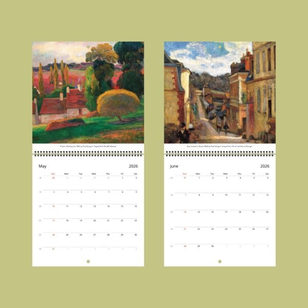 2026 calendar with Gauguin paintings in May and June.