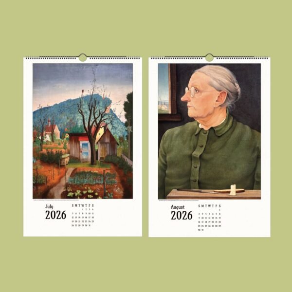 2026 art calendar with July and August pages.