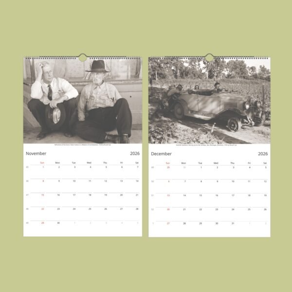 Vintage calendar pages for November and December 2026.