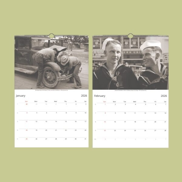 Vintage calendar for January and February 2026