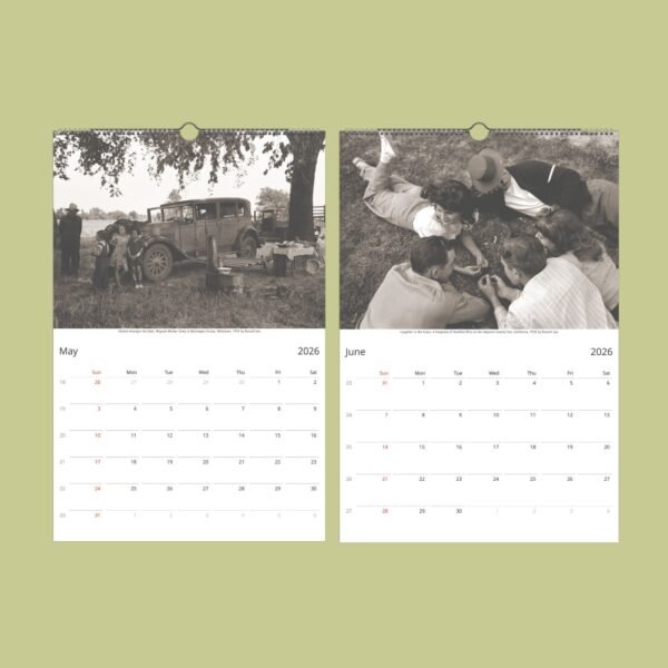 Vintage 2026 calendar showing May and June.