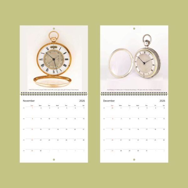 2026 calendar featuring vintage pocket watches.
