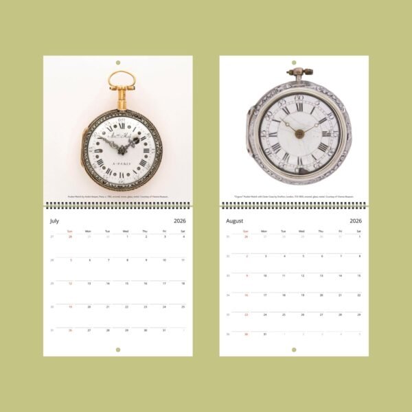 Vintage pocket watches calendar July August 2026