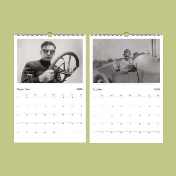 Vintage car racing calendar, September and October 2026.