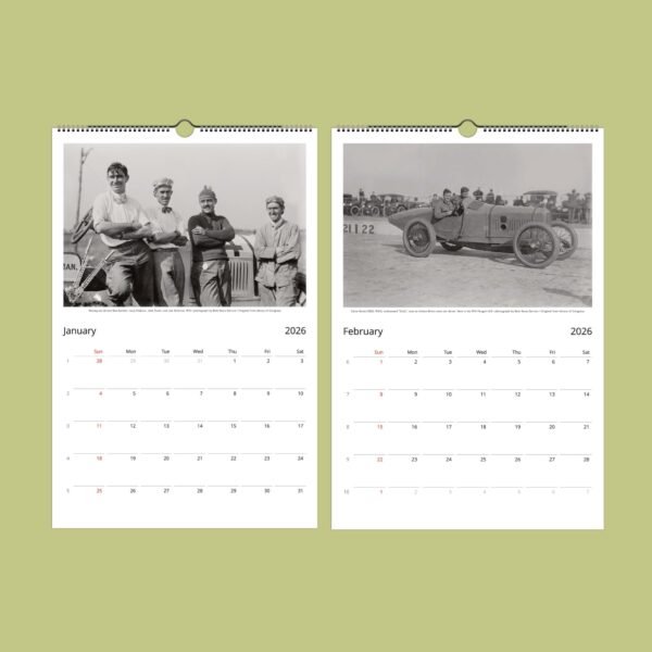 Vintage car race calendar for January-February 2026.