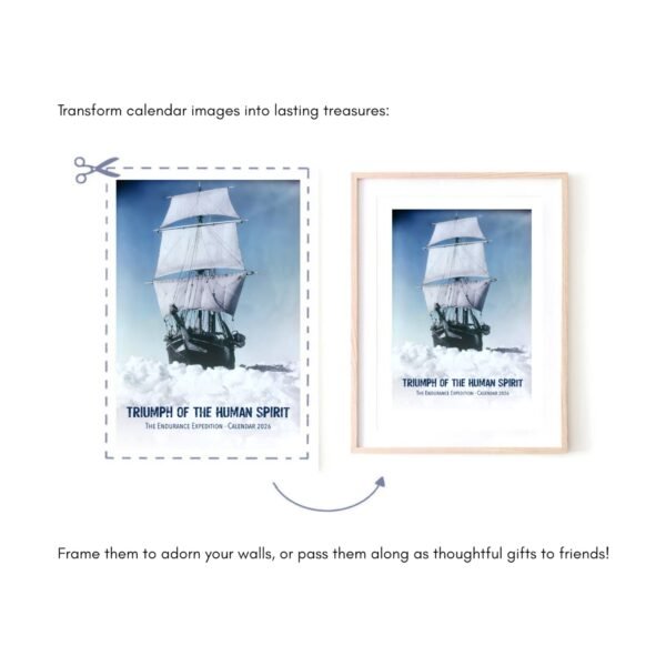 Framed ship calendar art, Triumph of the Human Spirit.