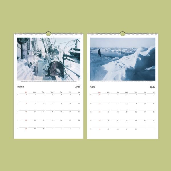 2026 calendar with March and April pages displayed.