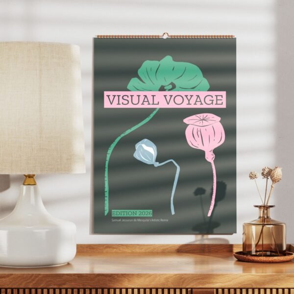 Visual Voyage 2026 poster with artistic flowers.