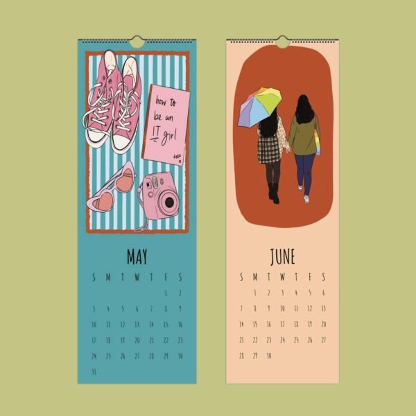 Illustrated May and June 2023 calendar pages.