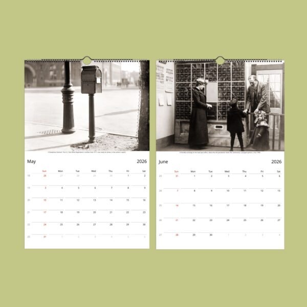 Vintage calendar pages for May and June 2026