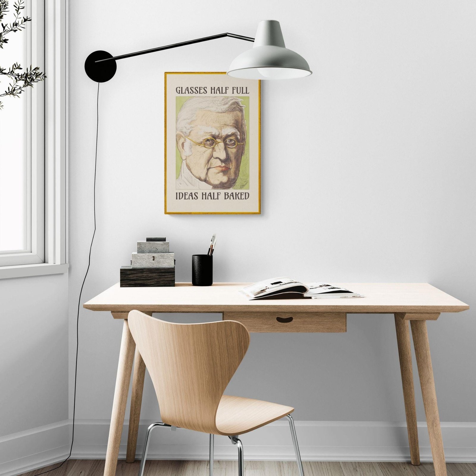 Satirical Artwork, Dark Academia Art: “Glasses Half Full – Ideas Half Baked” – Phrenology Head Print - Image 3