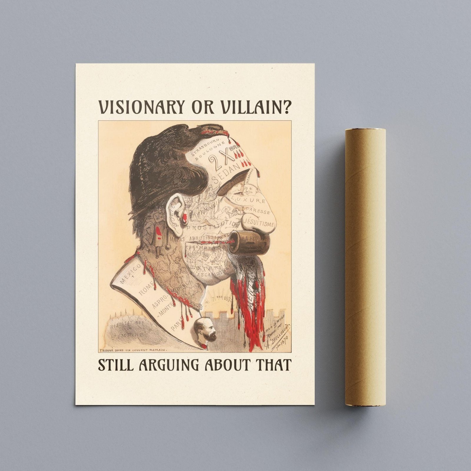 Vintage Phrenology Satire Poster - Political Caricature by Belloguet - Image 10