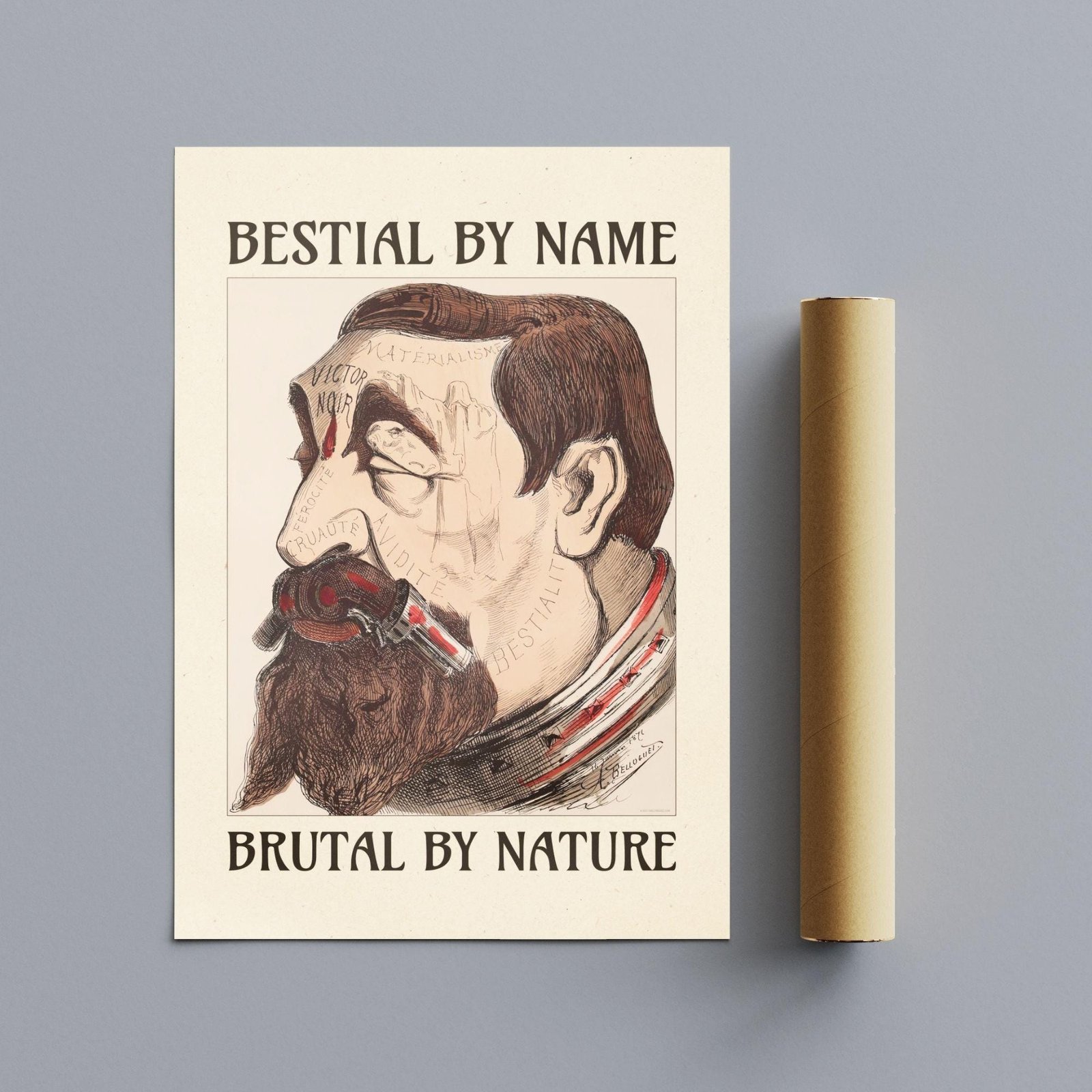 Satirical Artwork, Dark Academia Art: “Bestial by Name – Brutal by Nature” – Phrenology Head Print - Image 10