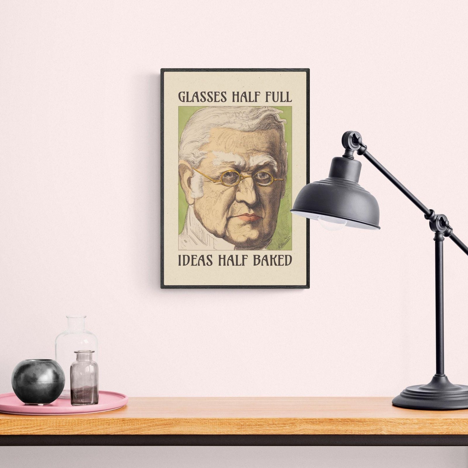 Satirical Artwork, Dark Academia Art: “Glasses Half Full – Ideas Half Baked” – Phrenology Head Print - Image 2