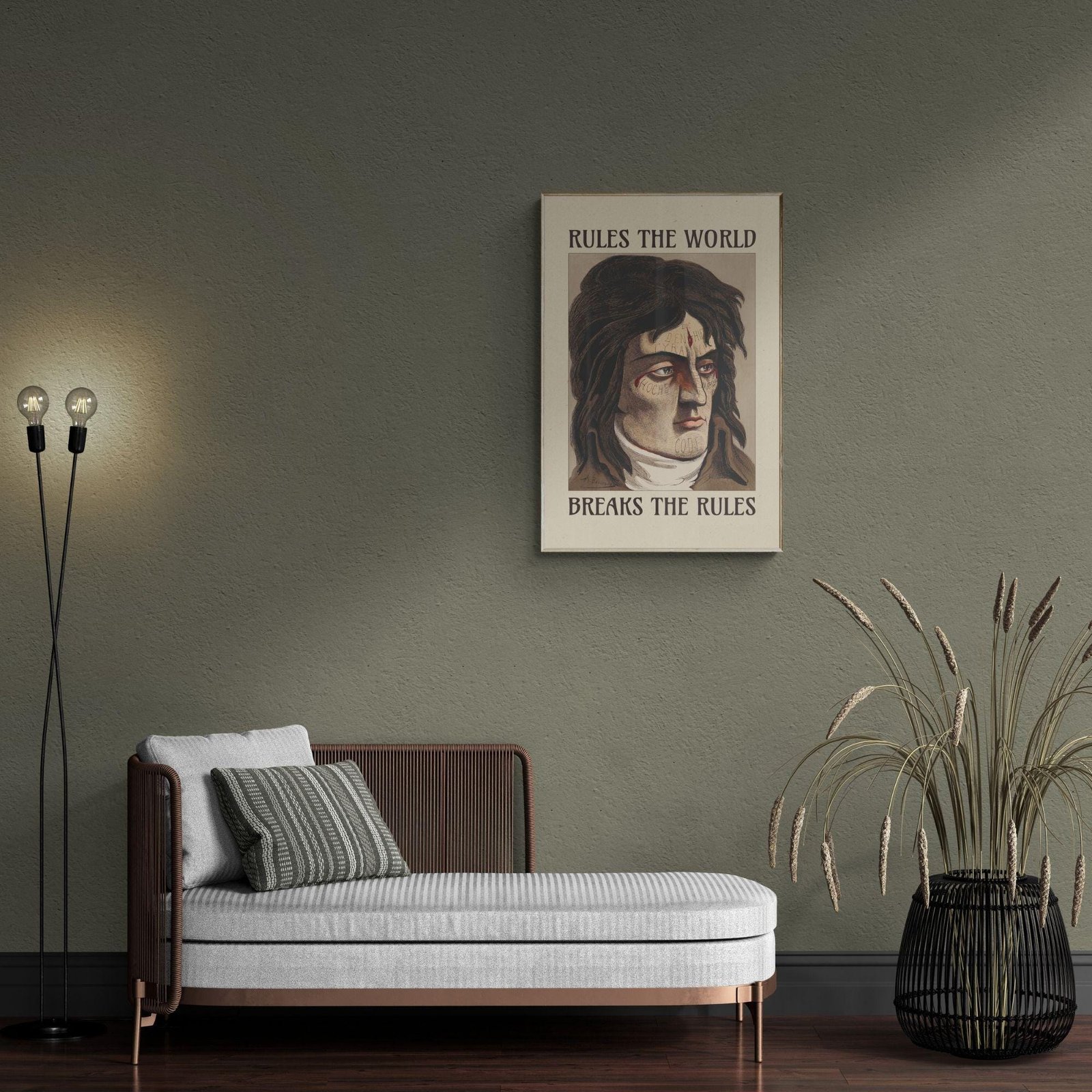 Minimalist room with painting and modern furniture