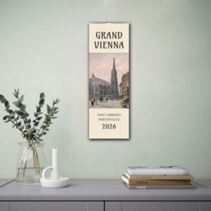 Grand Vienna 2026 calendar on wall with plant