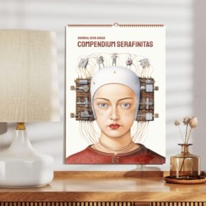 Surreal 2026 calendar with robotic portrait art.