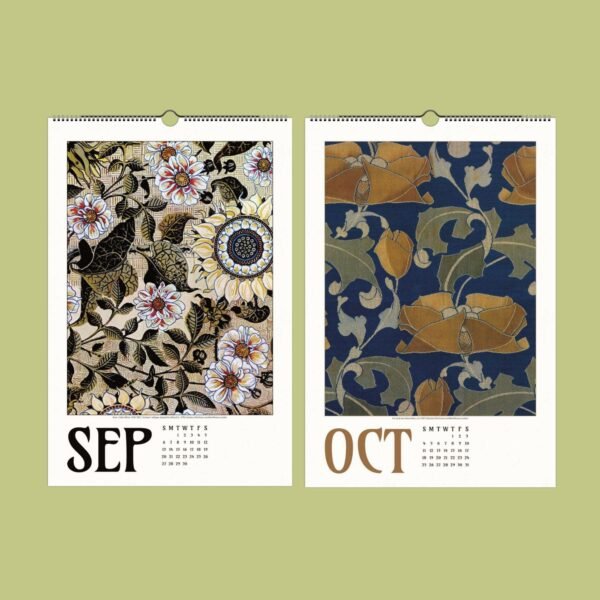 Floral calendar pages for September and October.