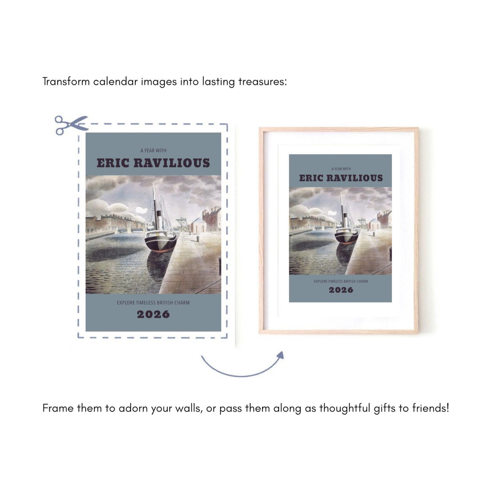 Transform Eric Ravilious calendar into framed artwork.